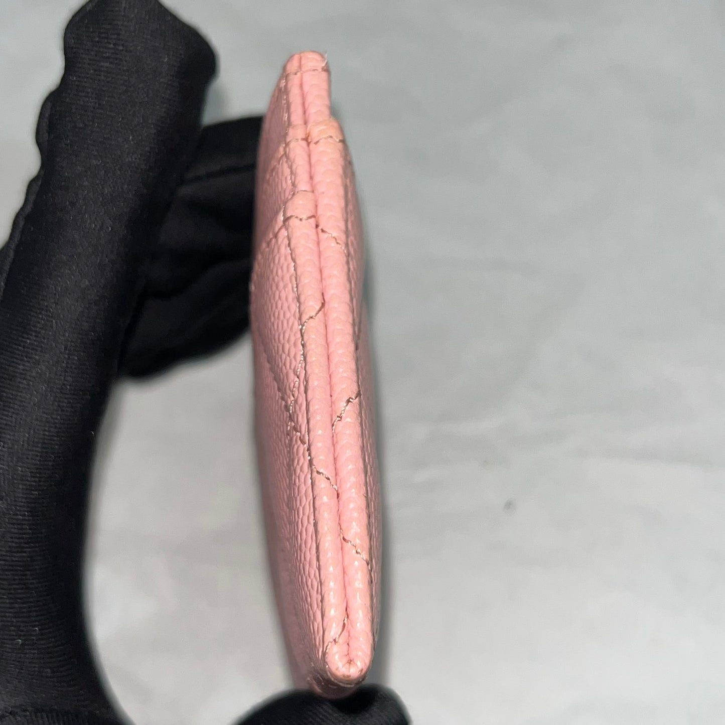 Chanel Card Holder, 22C Pink Caviar β 3"H x 4.3"L