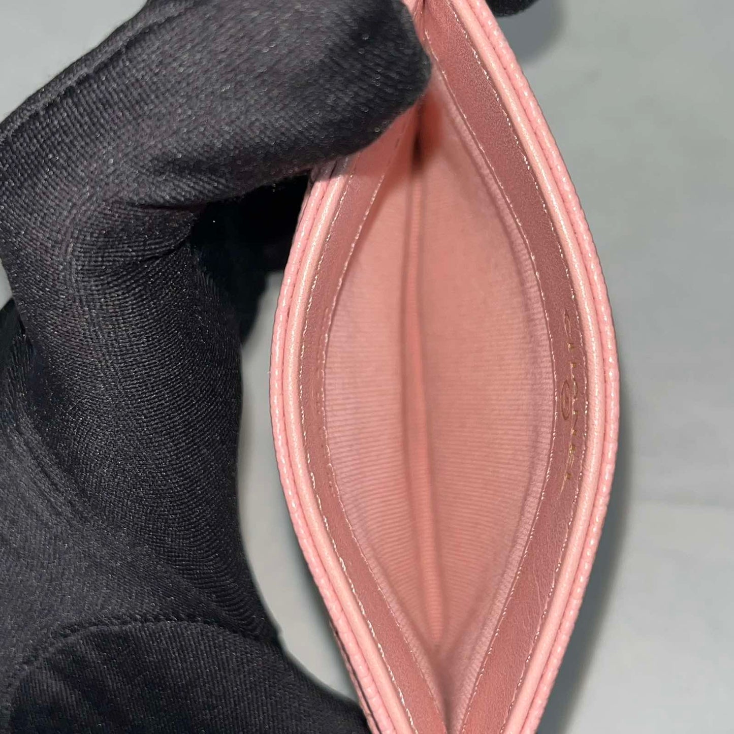 Chanel Card Holder, 22C Pink Caviar β 3"H x 4.3"L
