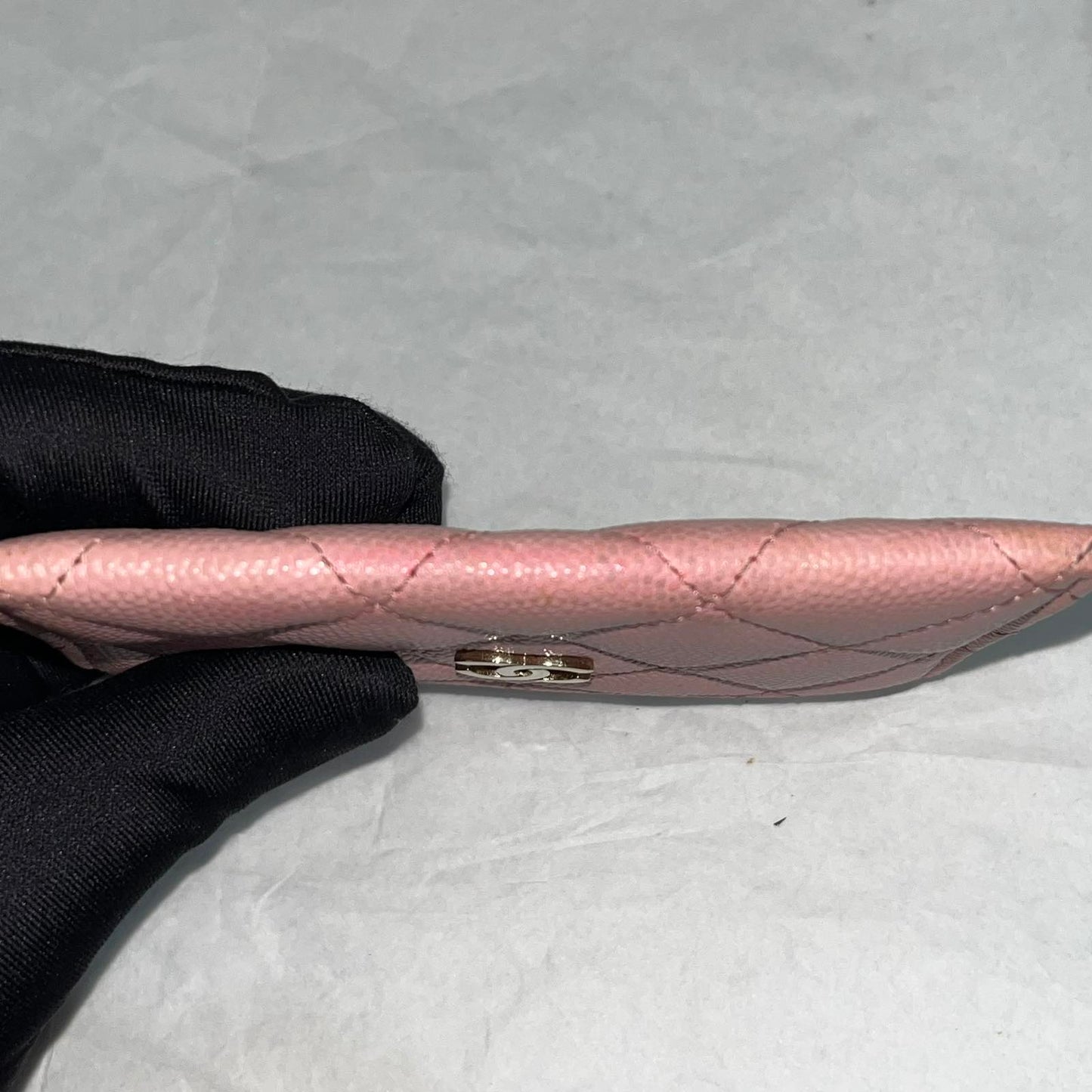 Chanel Card Holder, 22C Pink Caviar β 3"H x 4.3"L