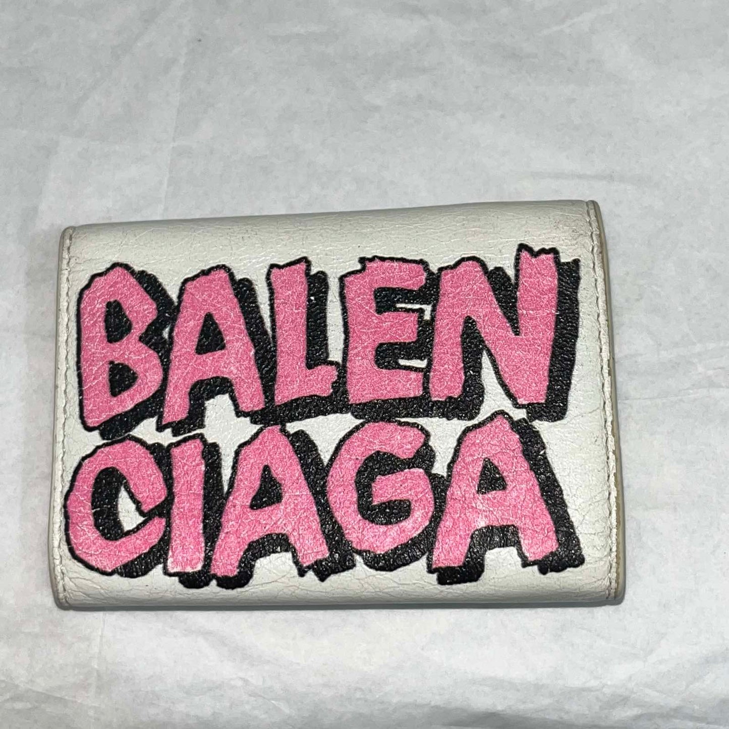 Balenciaga Papier Mini Wallet Graffiti, White β 2.6"H x 3.9"L x 1"W