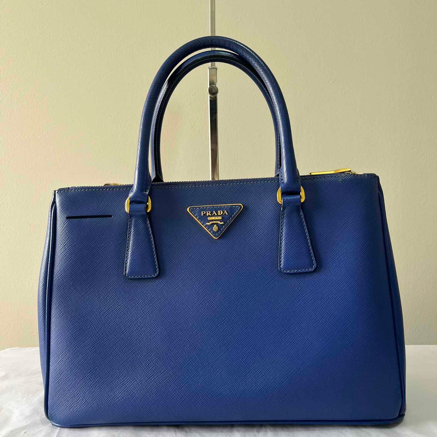 Prada Galleria Saffiano Blue โ 9"H x 13"L x 5.5"W