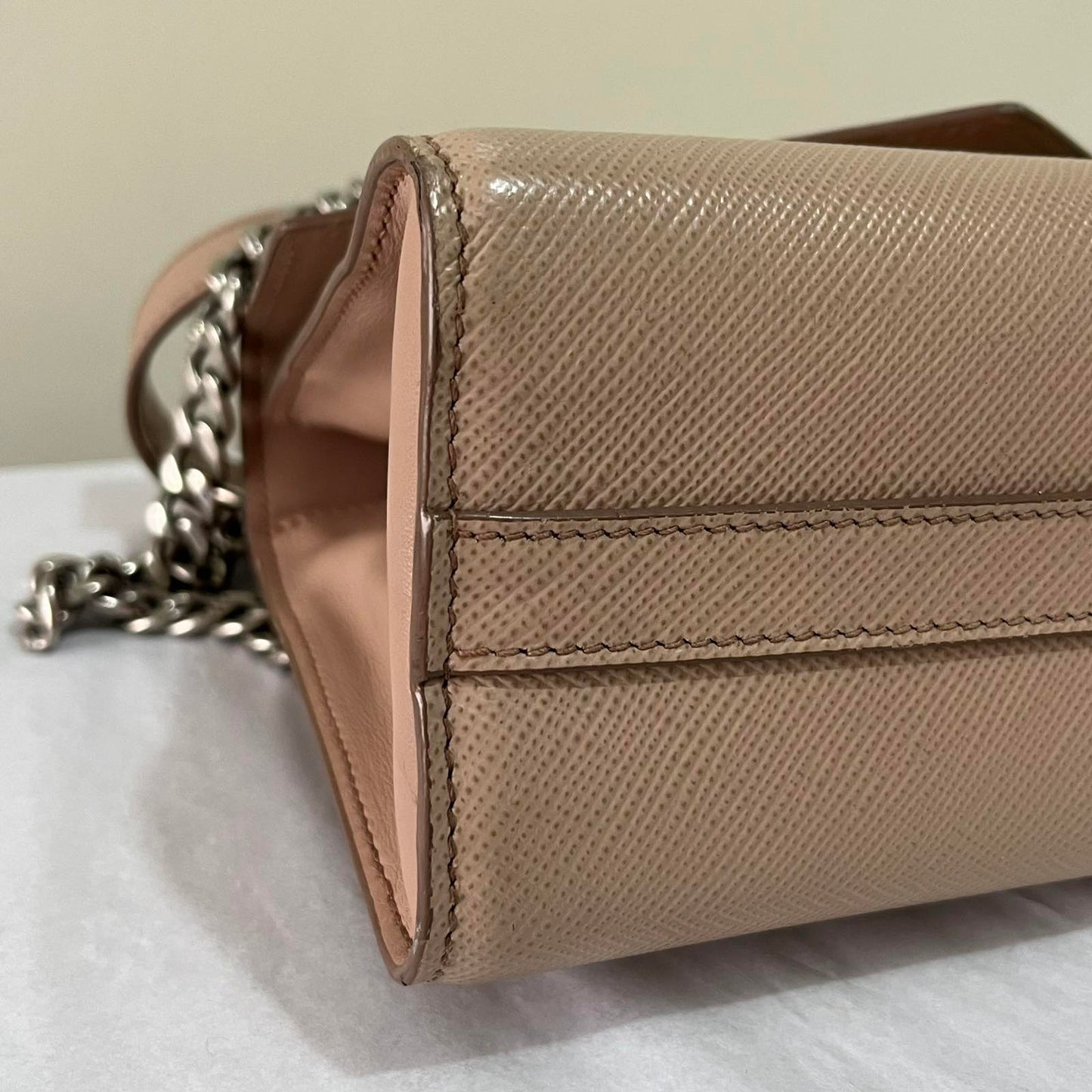 Prada Saffiano Small Pink Beige β 7.5"H x 10"L x 4.5"W