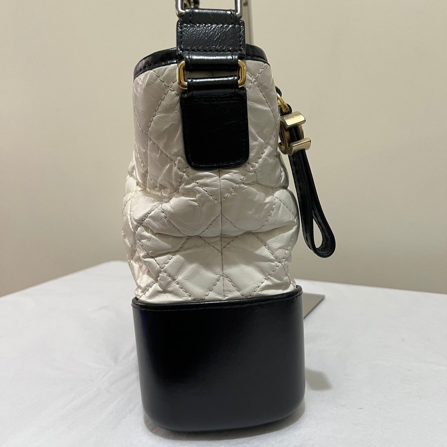 Chanel Gabrielle Medium Black and White β 8"H x 11"L x 3.5"W