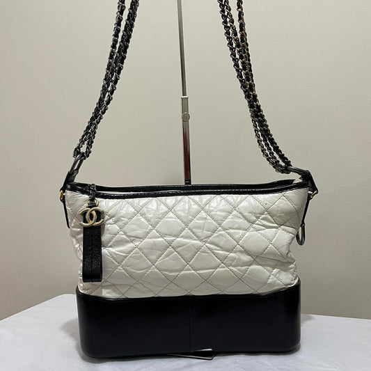 Chanel Gabrielle Medium Black and White – 8"H x 11"L x 3.5"W