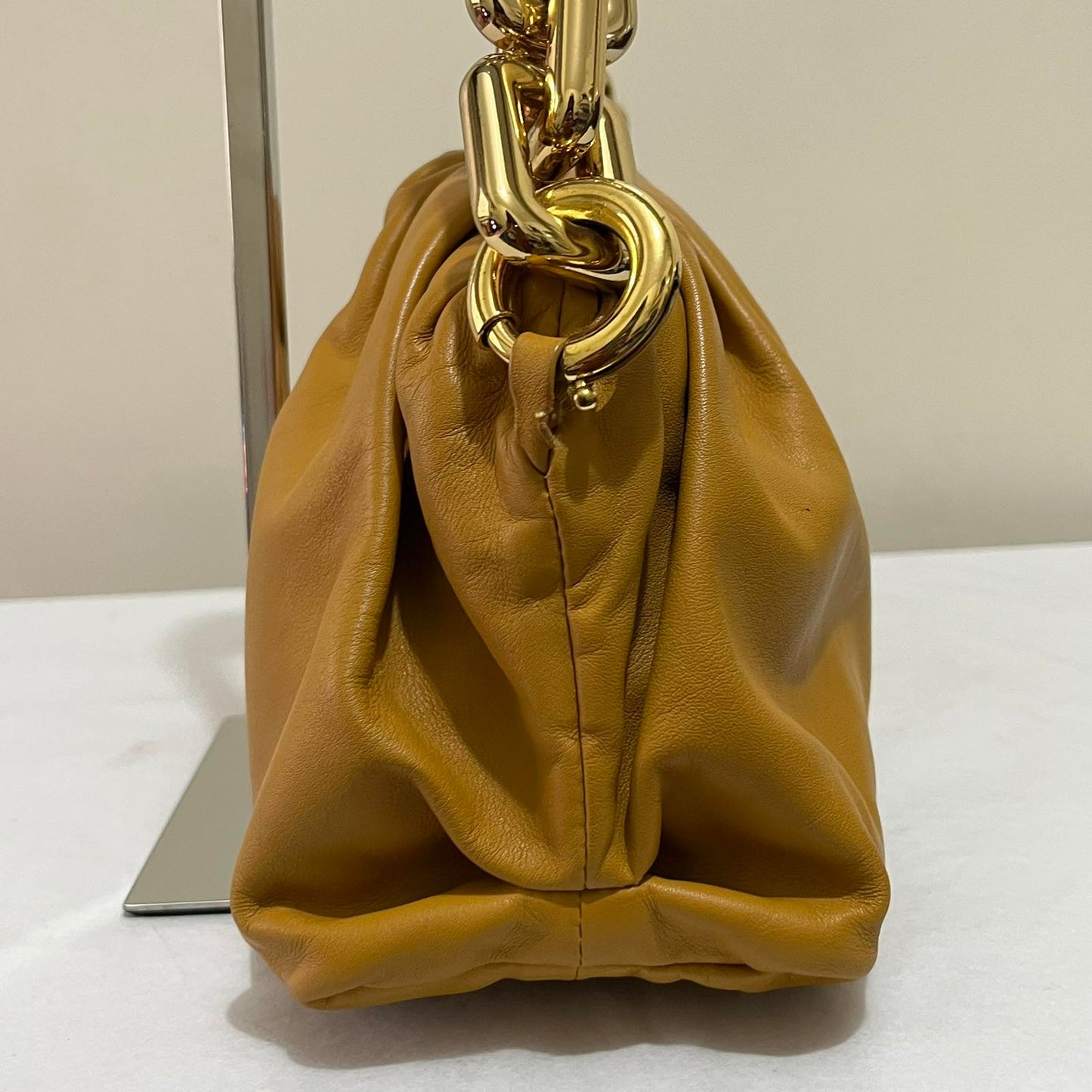 Bottega Veneta Pouch Chain Mustard – 7"H x 11"L x 3.5"W