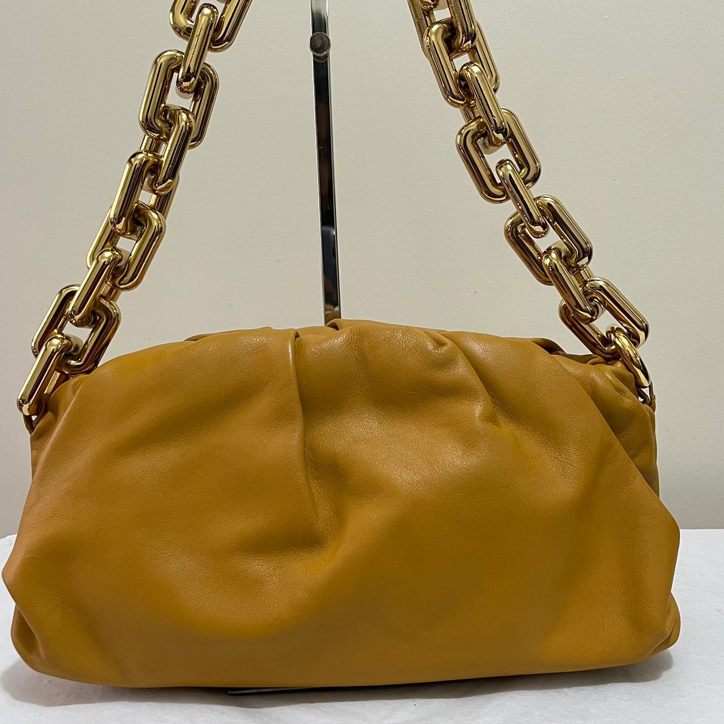Bottega Veneta Pouch Chain Mustard – 7"H x 11"L x 3.5"W