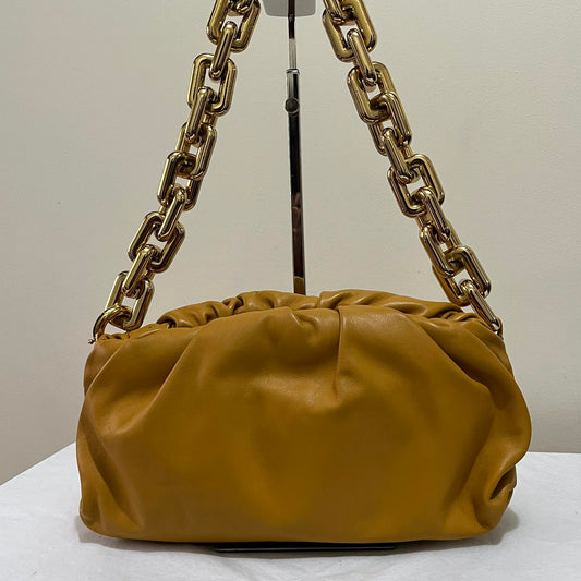 Bottega Veneta Pouch Chain Mustard – 7"H x 11"L x 3.5"W