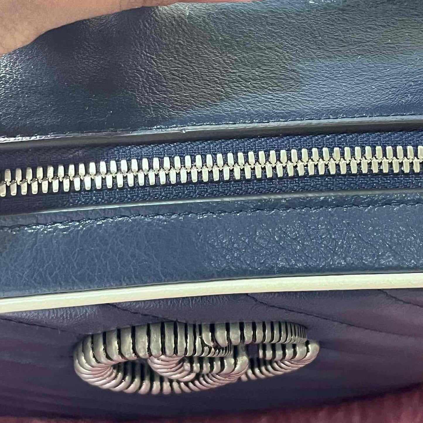 Gucci Bamboo Navy Blue β 7.5"H x 10.6"L x 3.5"W