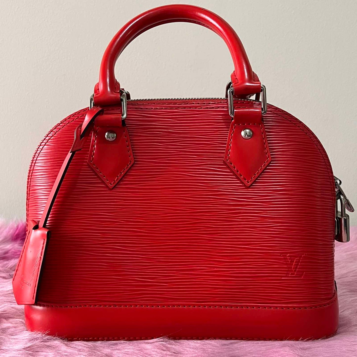 Louis Vuitton Alma BB Epi Red β 6.7"H x 9.8"L x 4.7"W