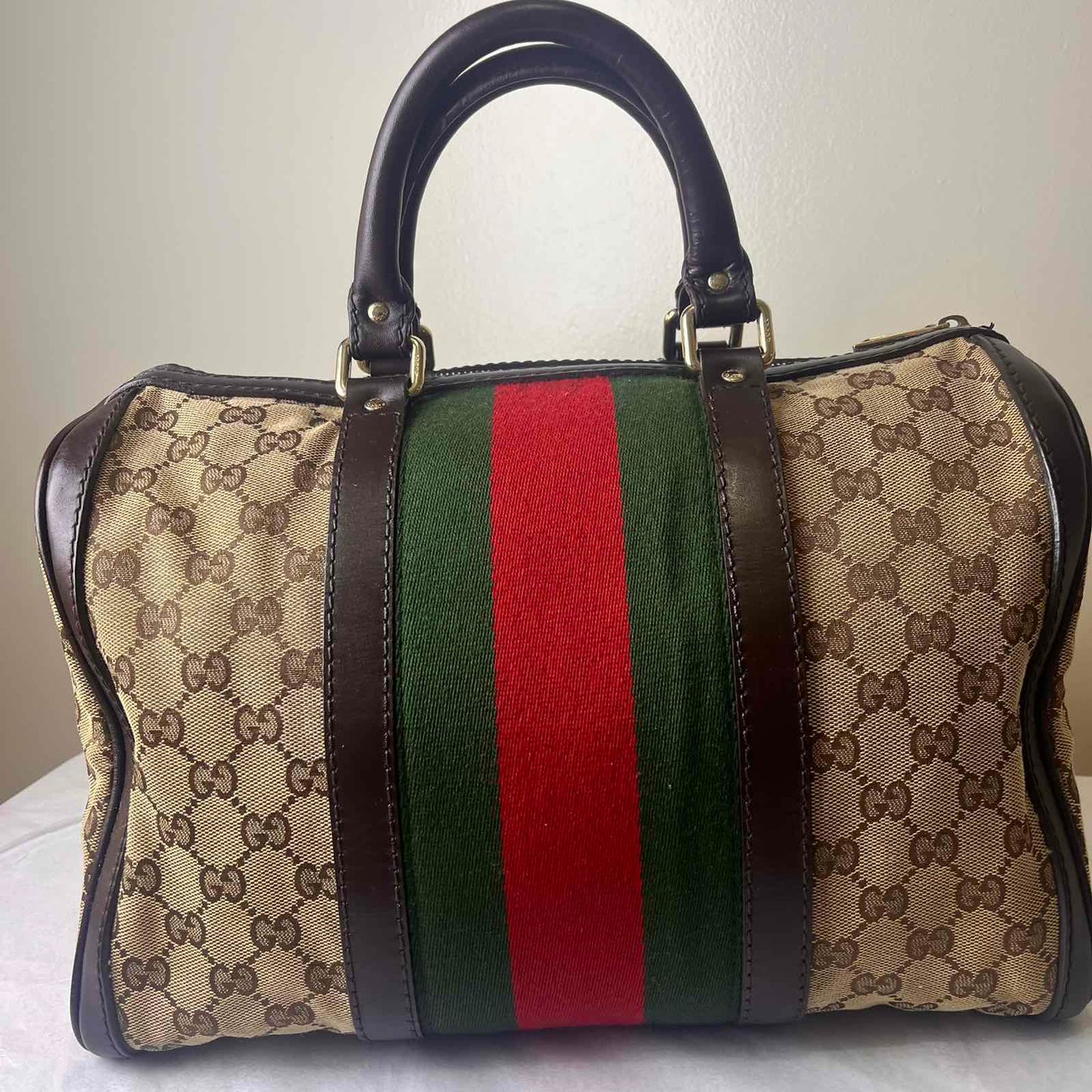 Gucci Vintage Web GG Boston โ 7.9"H x 11.8"L x 6.7"W