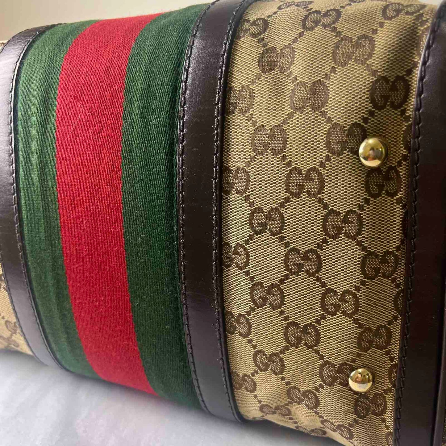 Gucci Vintage Web GG Boston โ 7.9"H x 11.8"L x 6.7"W