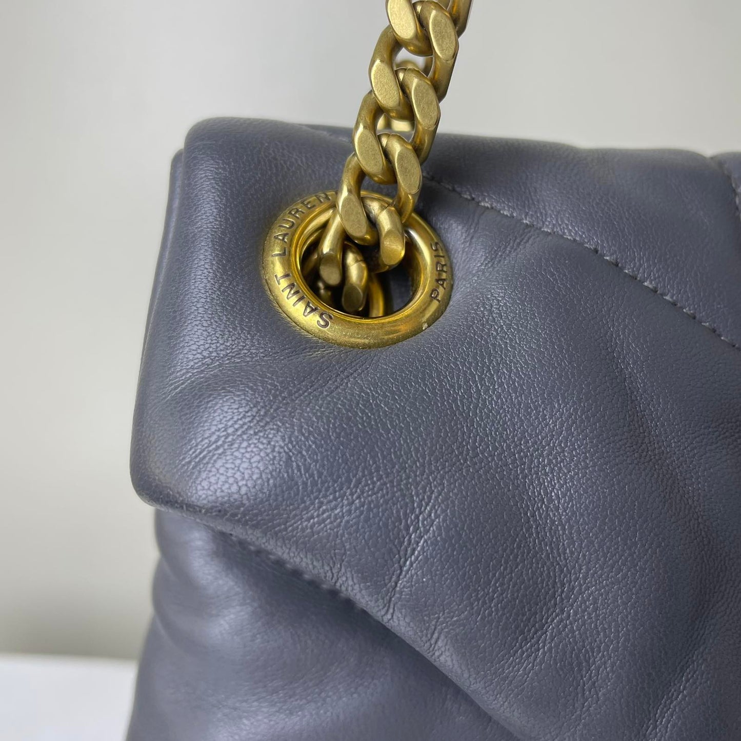 YSL Toy Loulou Medium Gray – 6"H x 9.1"L x 2.8"W