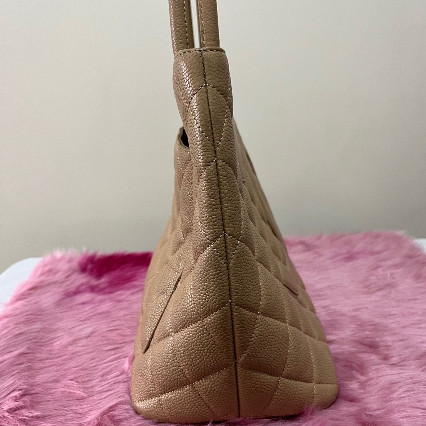 Chanel Medallion Tote Beige – 9.5"H x 12"L x 6"W