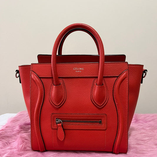 Celine Nano Luggage Red – 8"H x 8"L x 4"W