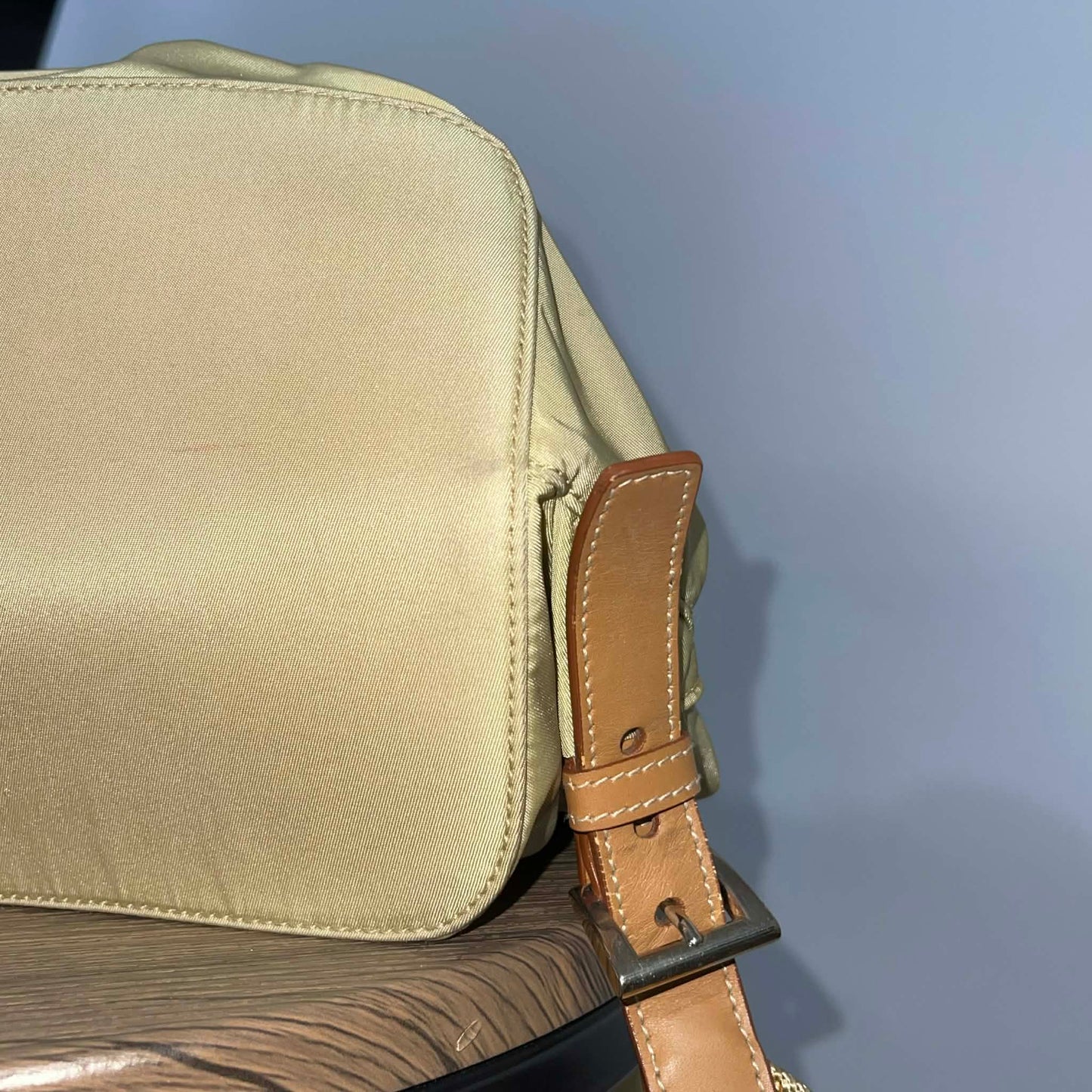 Prada Nylon Backpack Khaki with Leather Trim
