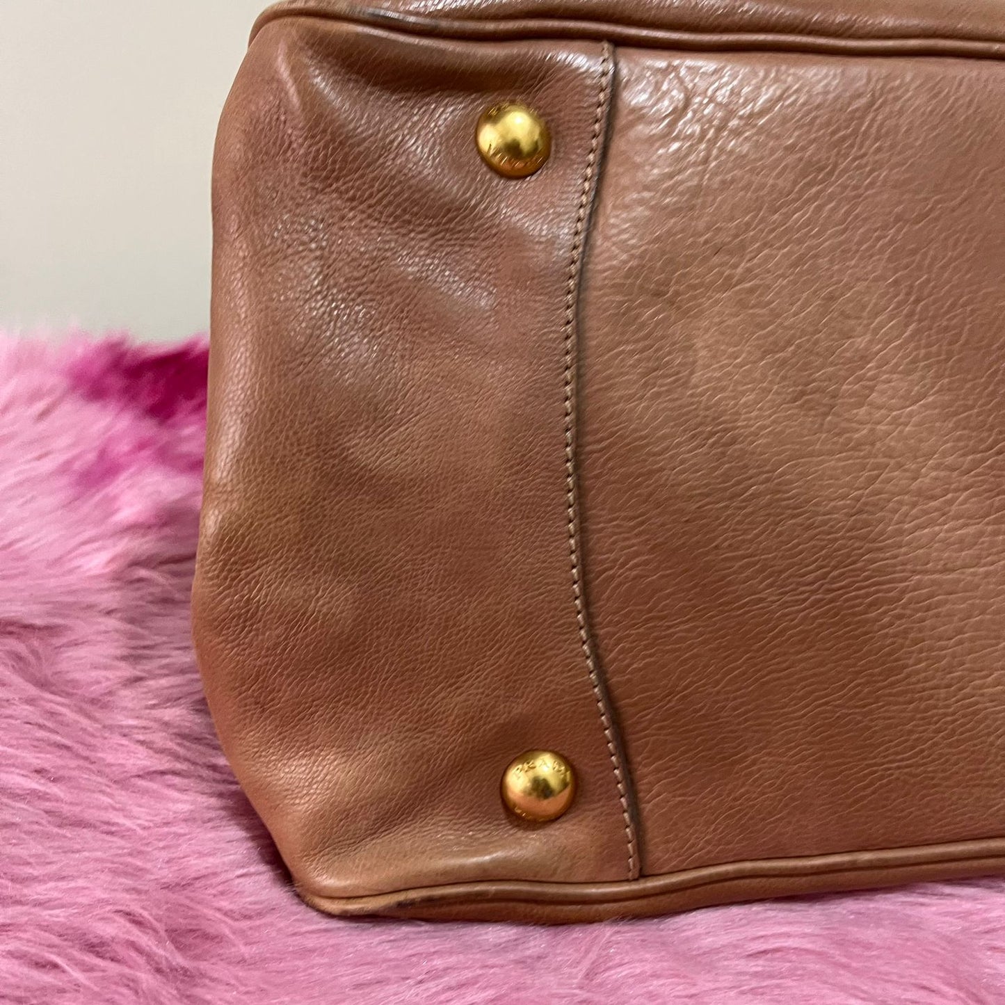 Prada Vitello Daino 2-way Brown – 10"H x 13"L x 6"W