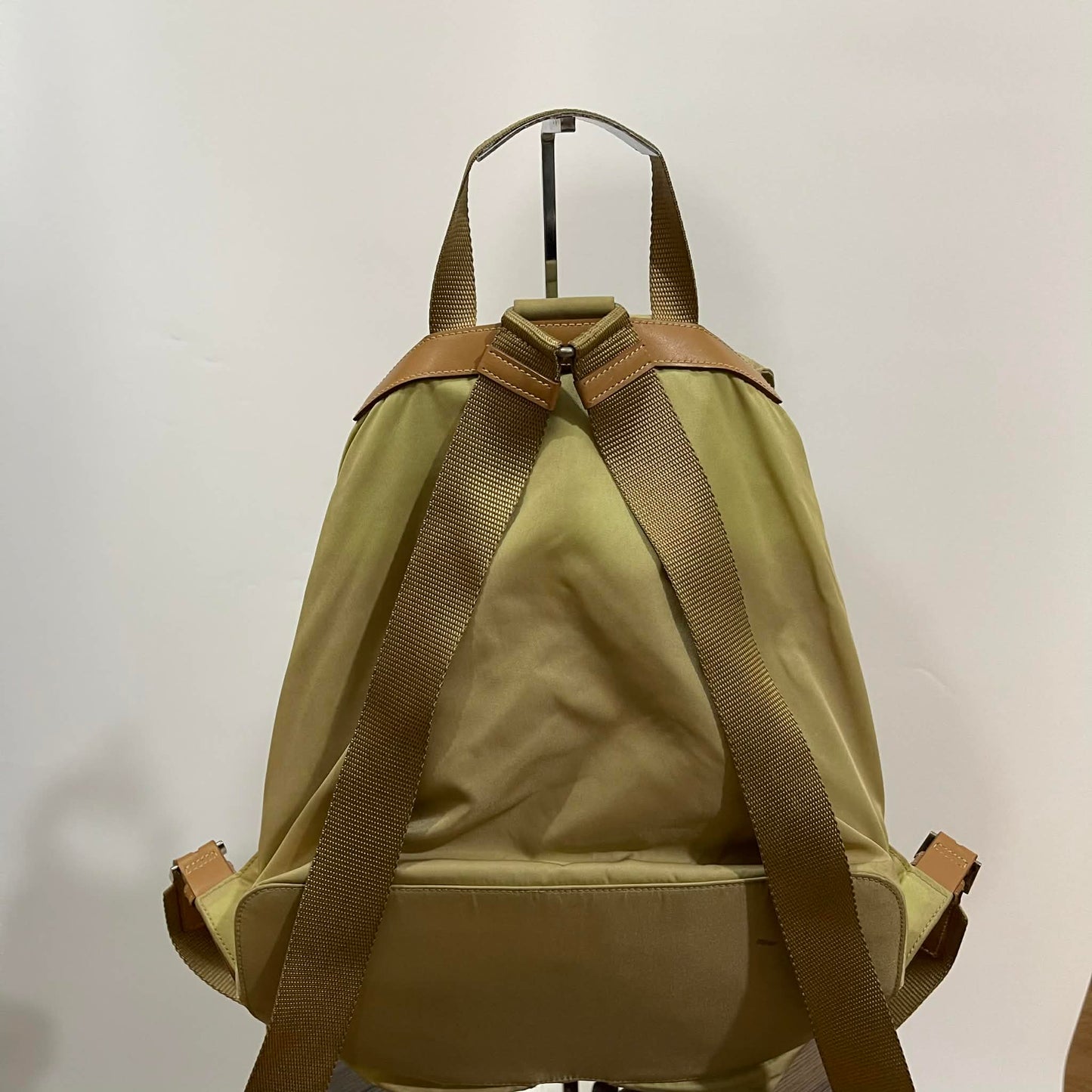 Prada Nylon Backpack Khaki with Leather Trim