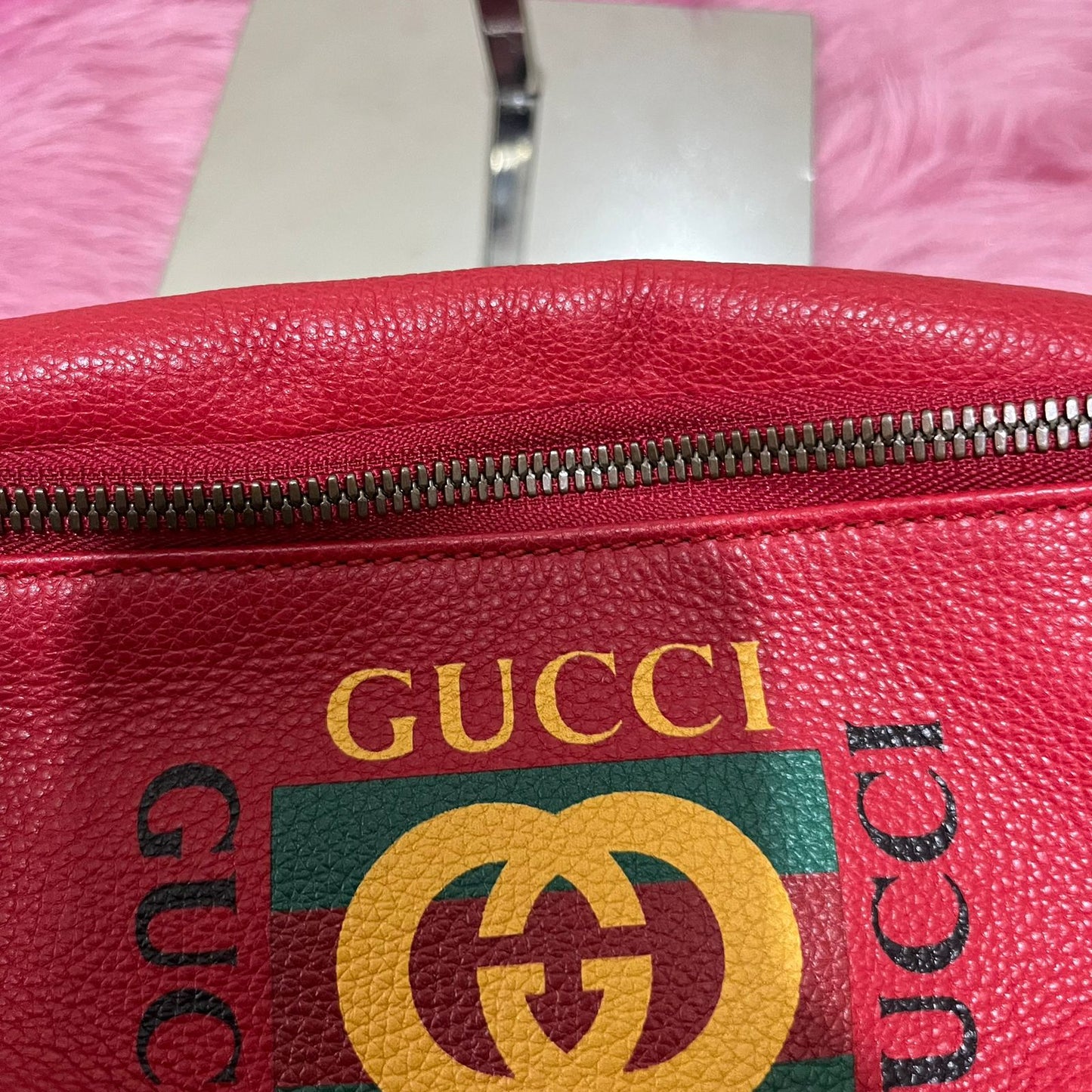 Gucci Beltbag Red – 5"H x 9"L x 3"W