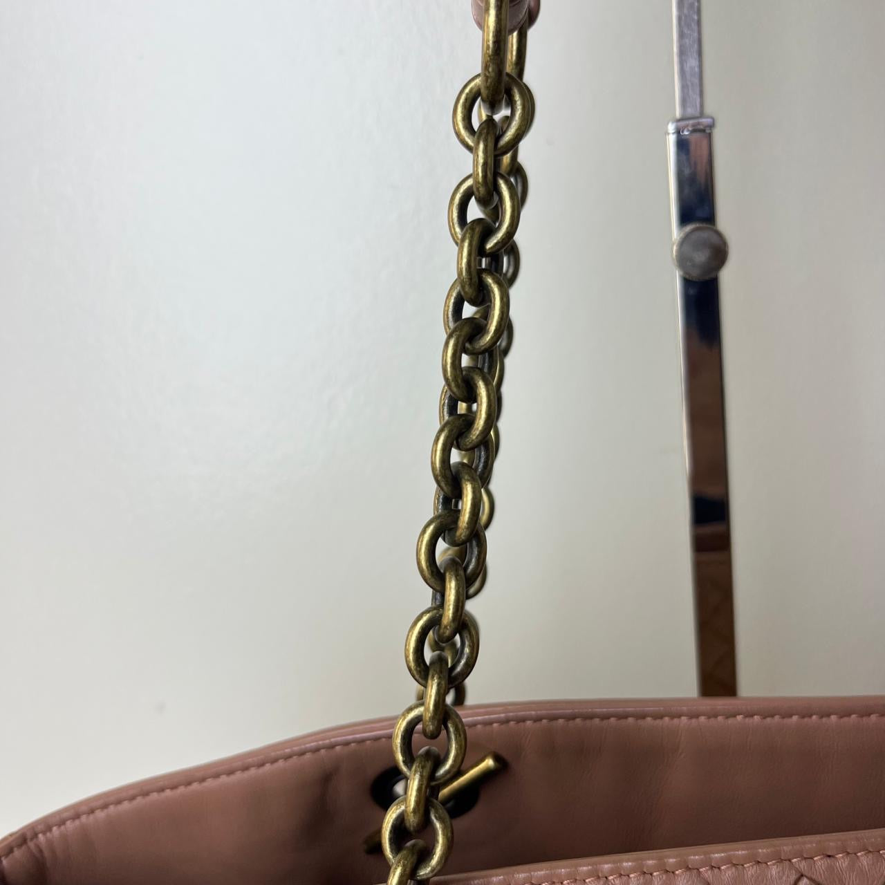 Bottega Veneta Nappa Intrecciato Double Chain Old Rose – 6.7"H x 10.2"L x 2.4"W
