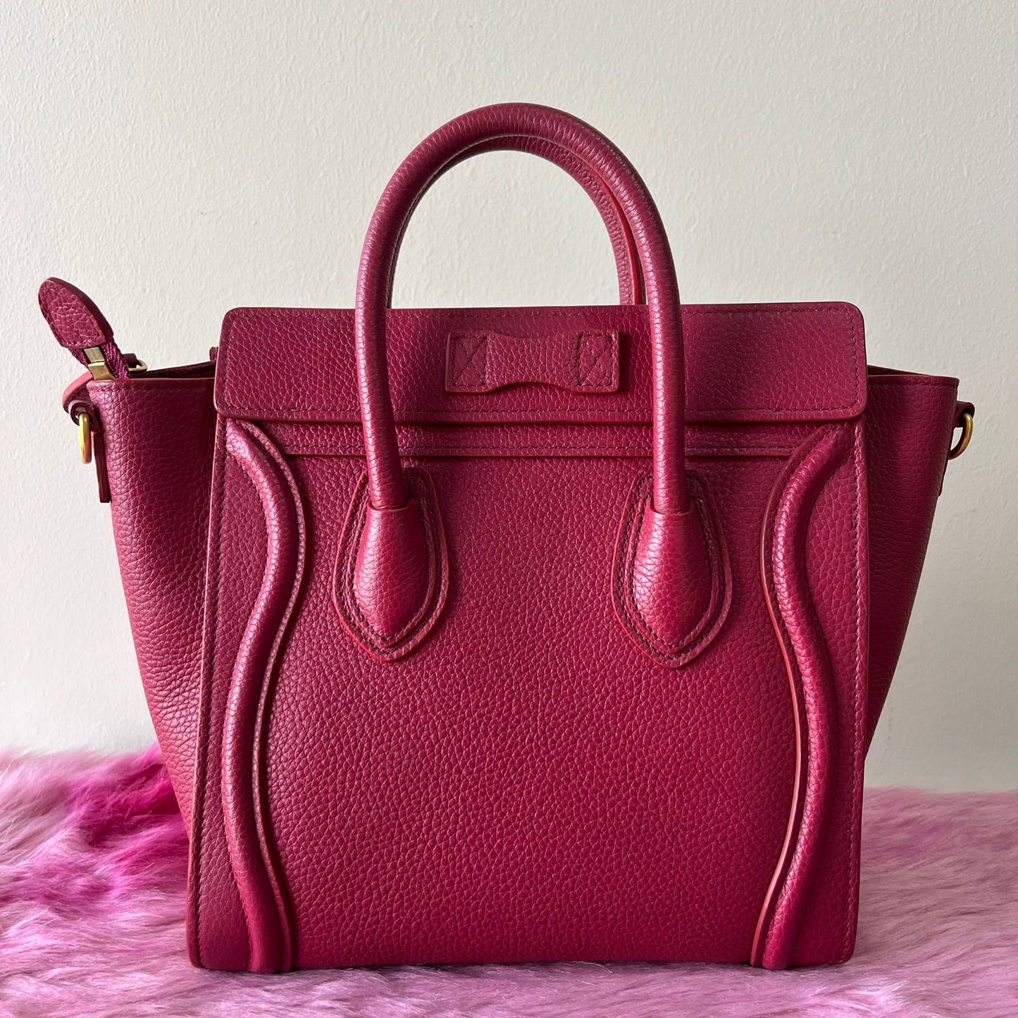 Celine Nano Luggage Fuschia – 8"H x 8"L x 4"W