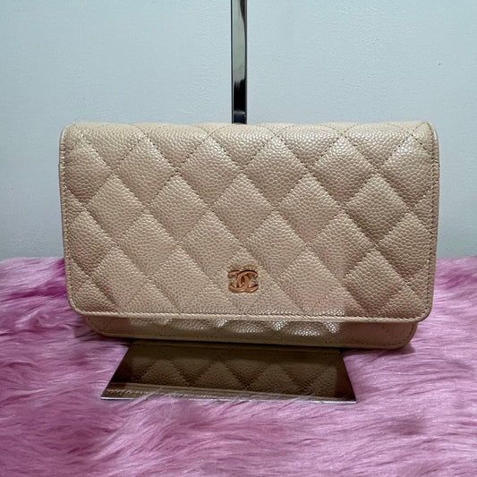 Chanel Classic Wallet on Chain – Caviar Leather Beige