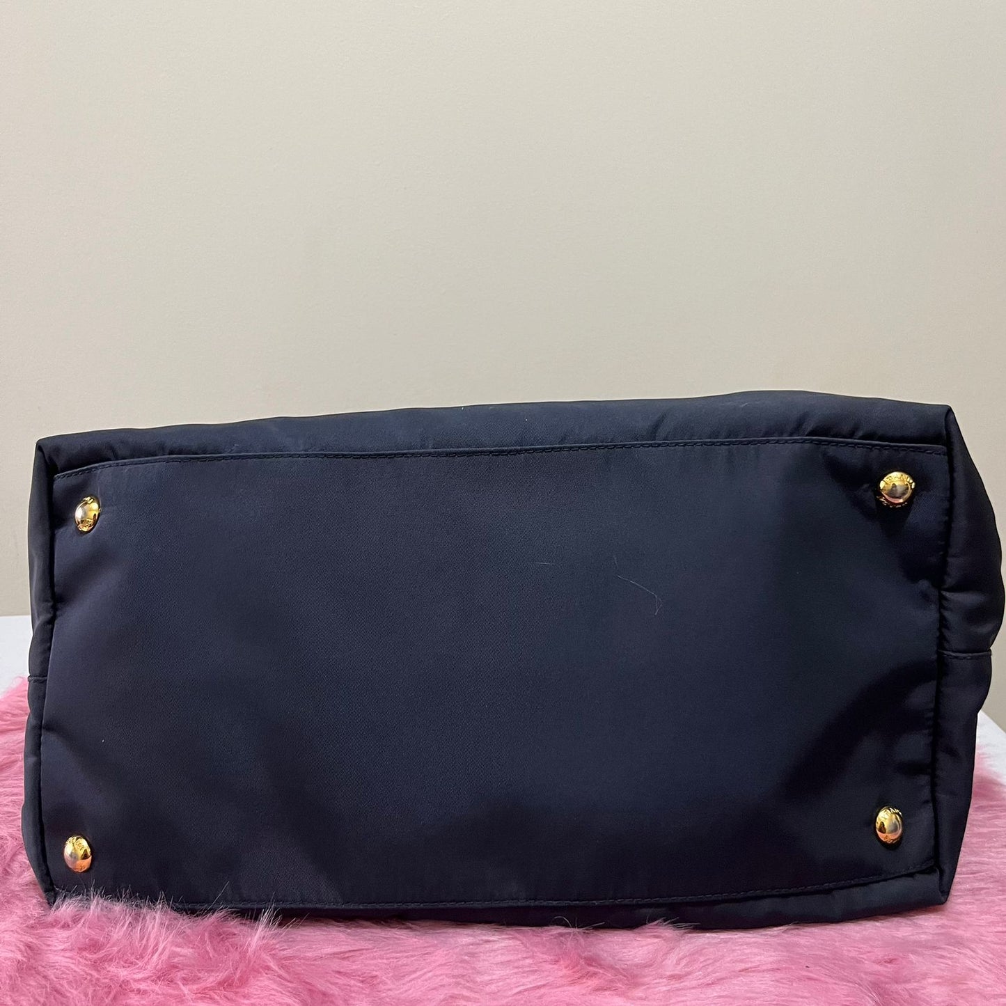 Prada Tessuto Saffiano Nylon 2-way Tote Navy Blue – 11"H x 13"L x 6"W