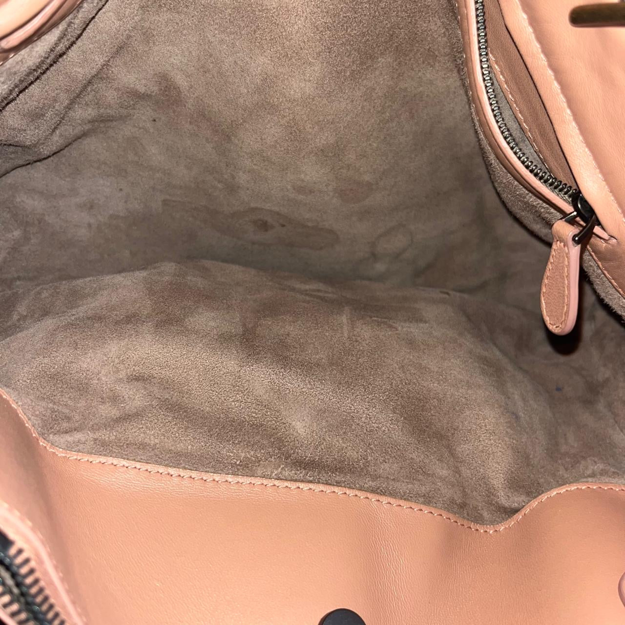Bottega Veneta Nappa Intrecciato Double Chain Old Rose – 6.7"H x 10.2"L x 2.4"W