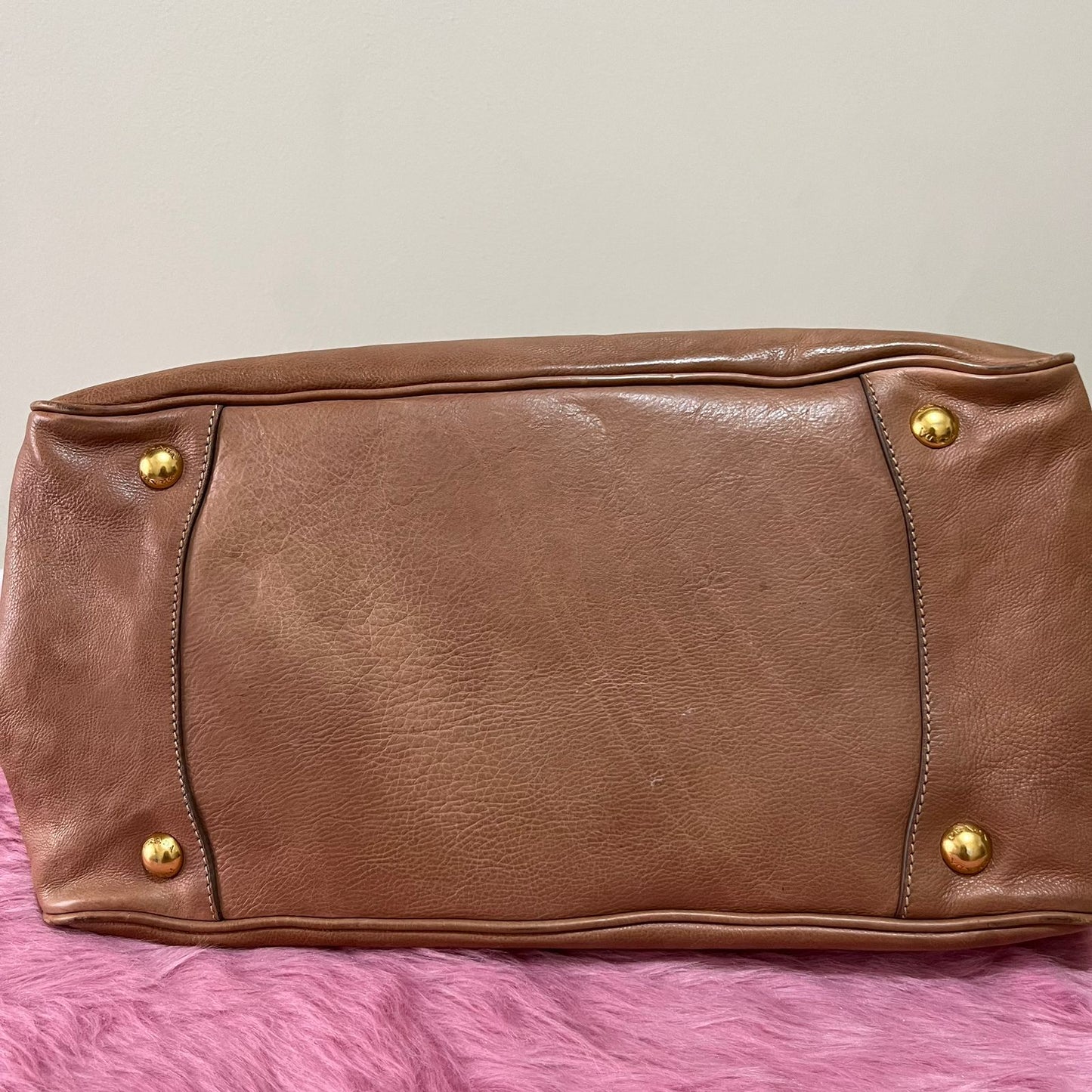 Prada Vitello Daino 2-way Brown – 10"H x 13"L x 6"W