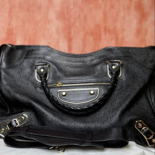 Balenciaga Leather Metallic Edge Classic City Tote - Black 8.5" H x 12.75" W
