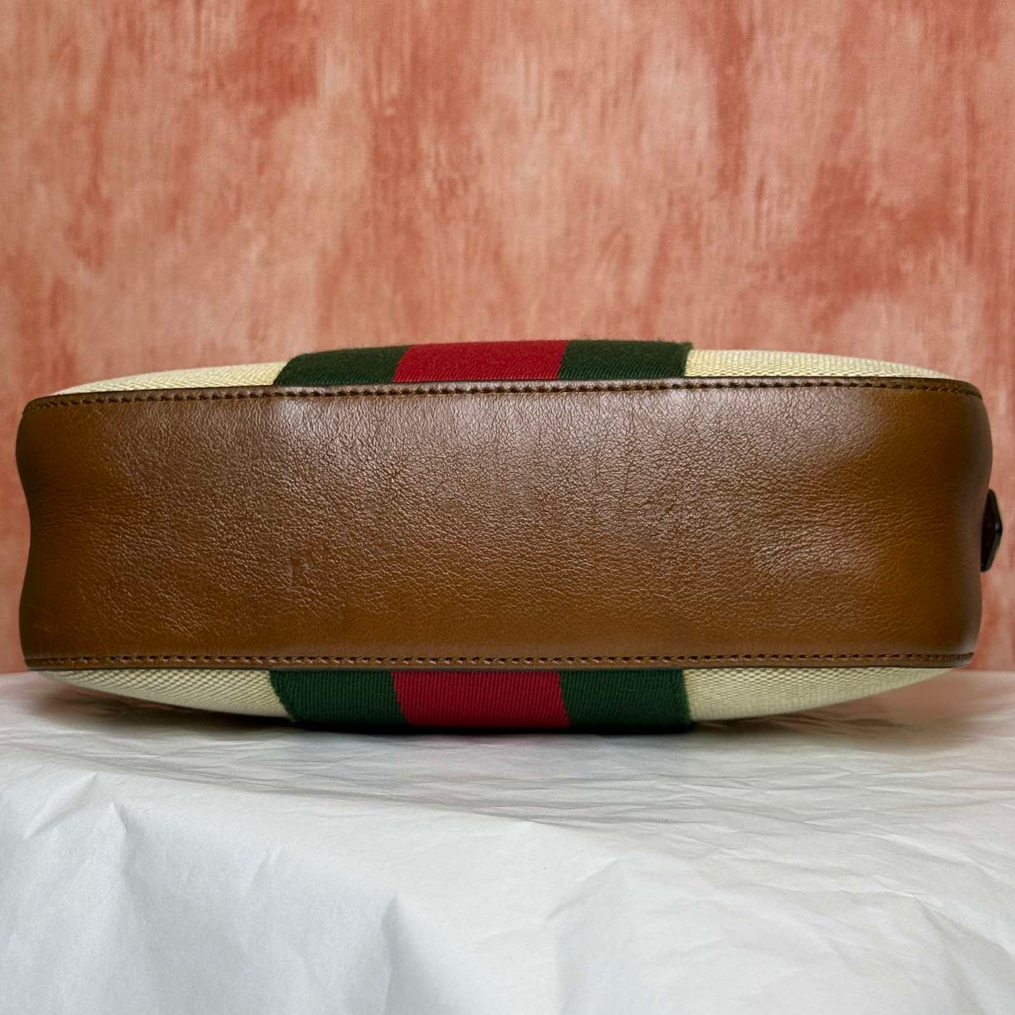 Gucci Vintage Web Canvas Camera Bag - Beige  5.91"H x 8.66"W