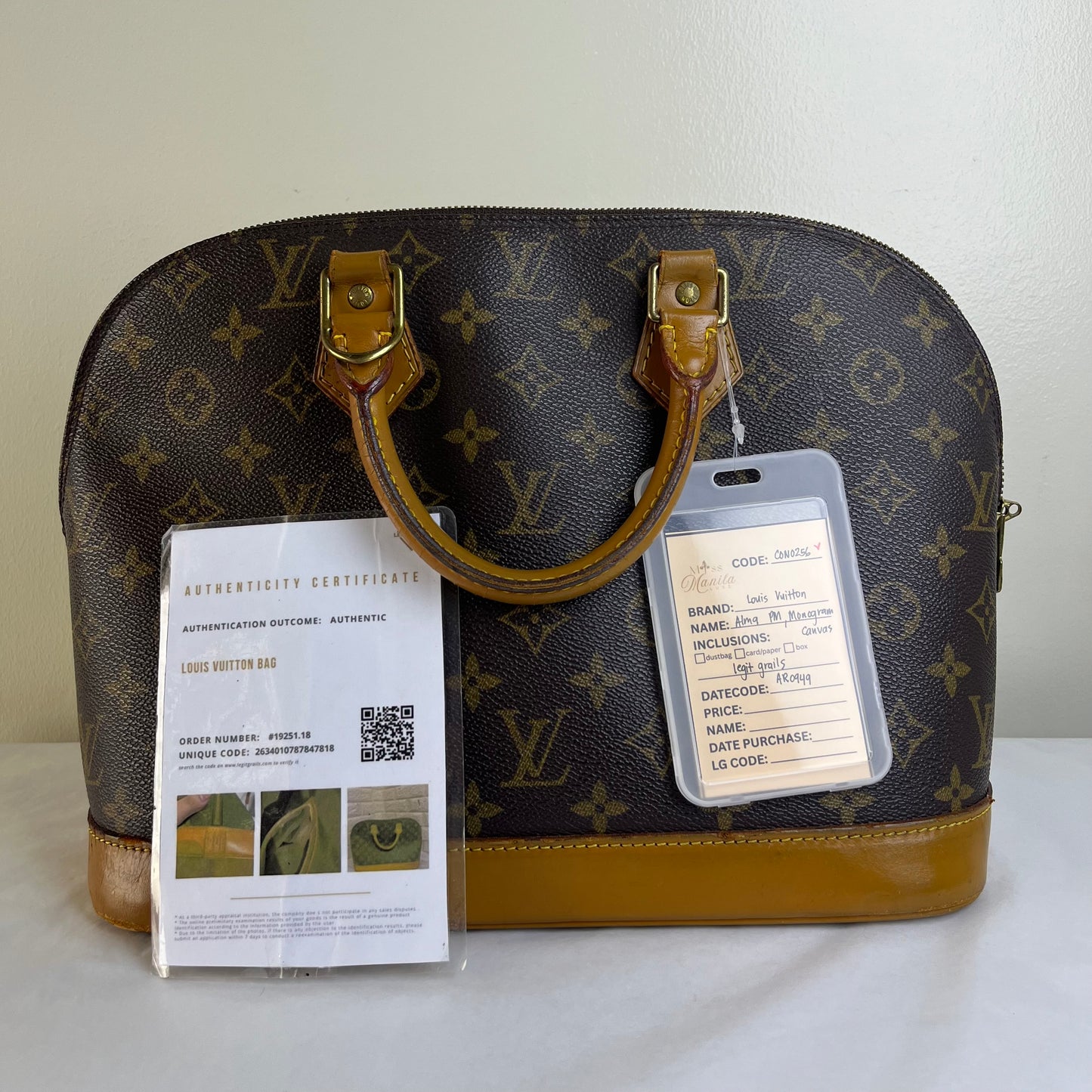 Louis Vuitton Alma PM Monogram Canvas – 9.4"H x 12.6"L x 6.3"W
