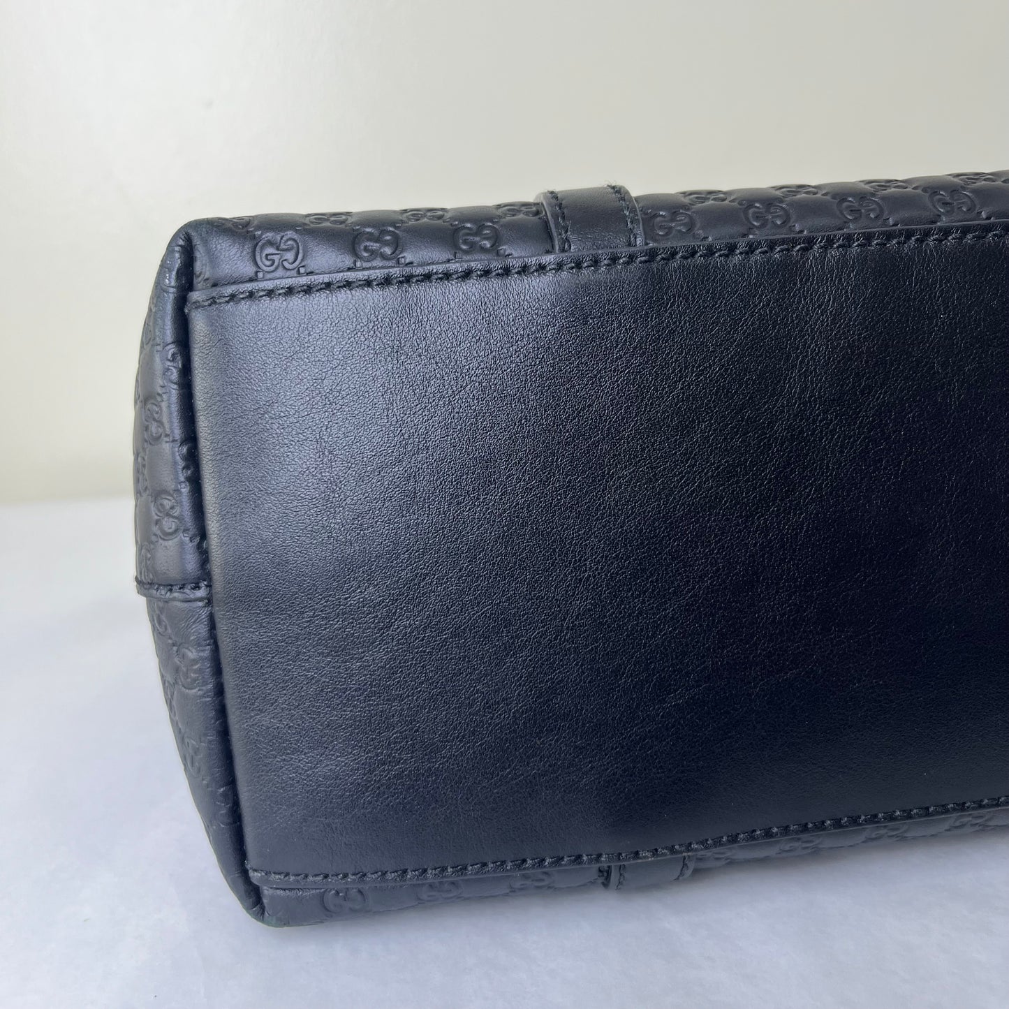 Gucci Guccissima Tote Black Leather – 10.6"H x 13.8"L x 5.5"W