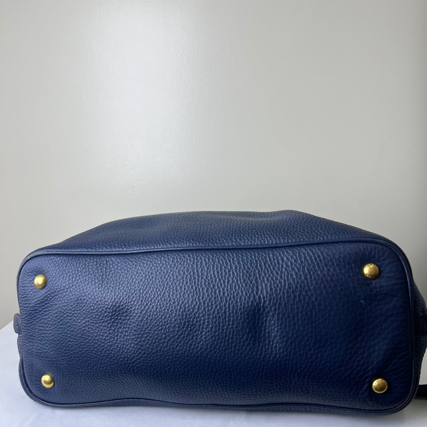 Prada Vitello Daino Navy Blue – 10.6"H x 14.2"L x 6.3"W