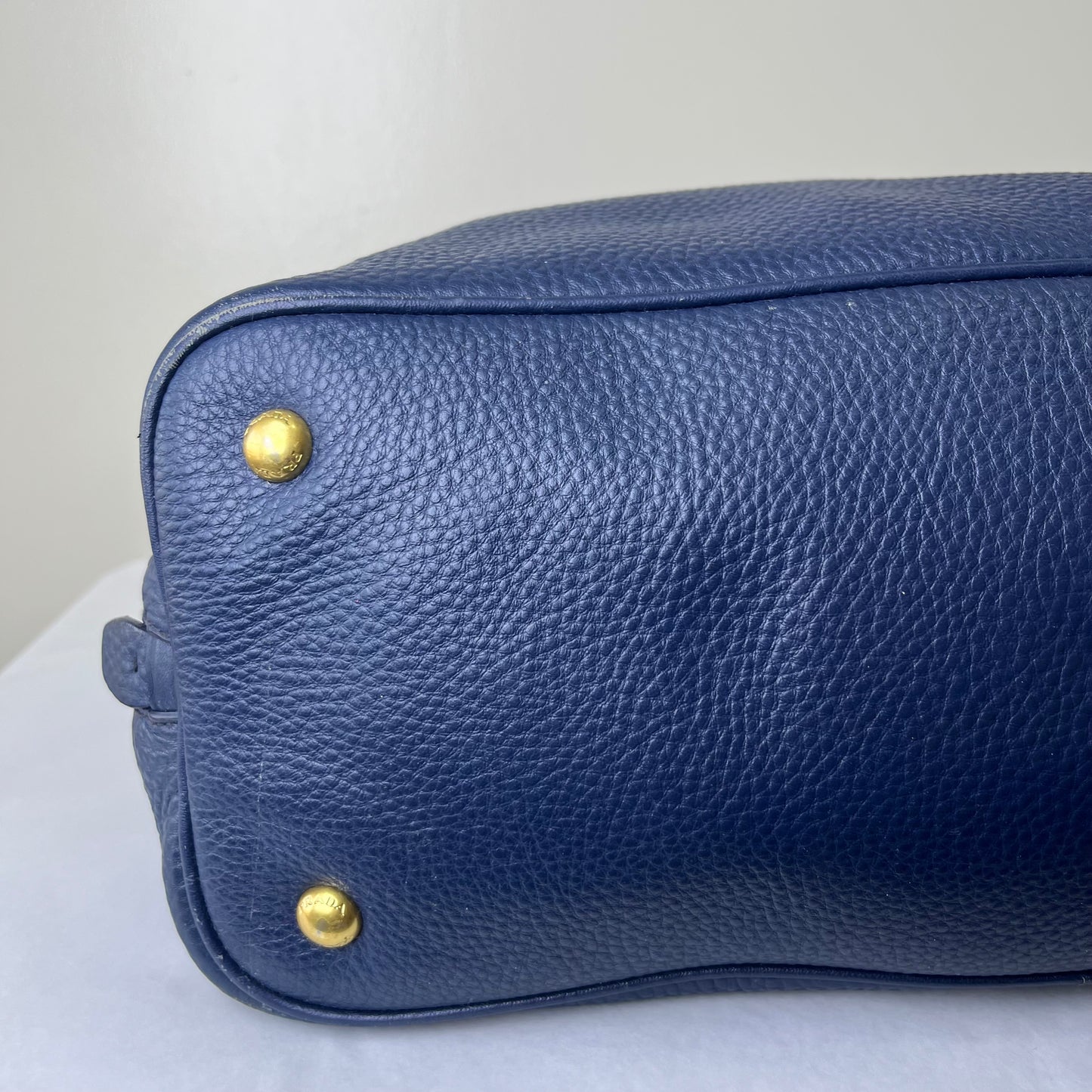 Prada Vitello Daino Navy Blue – 10.6"H x 14.2"L x 6.3"W