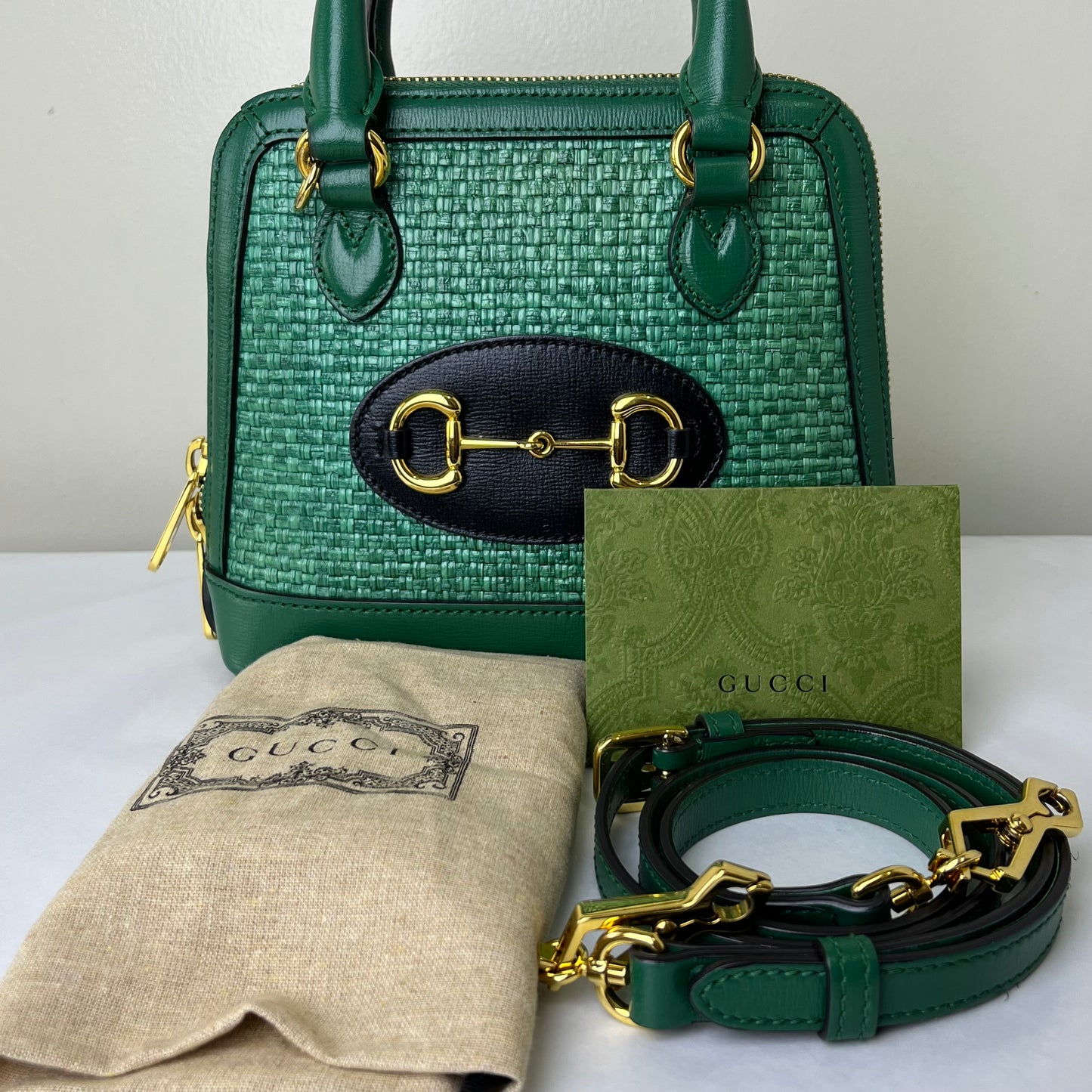 Gucci Horsebit Mini Top Handle Green – 6.3"H x 7.9"L x 2.4"W