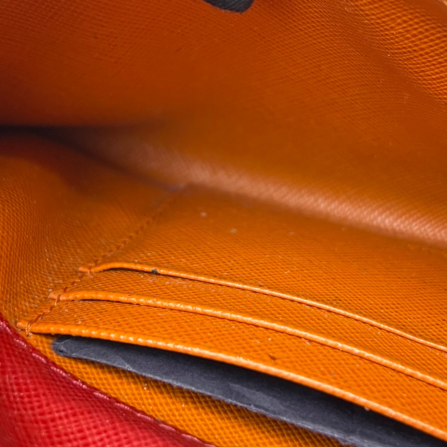 Prada Envelope Wallet Red/Orange – 4.1"H x 7.5"L x 1"W