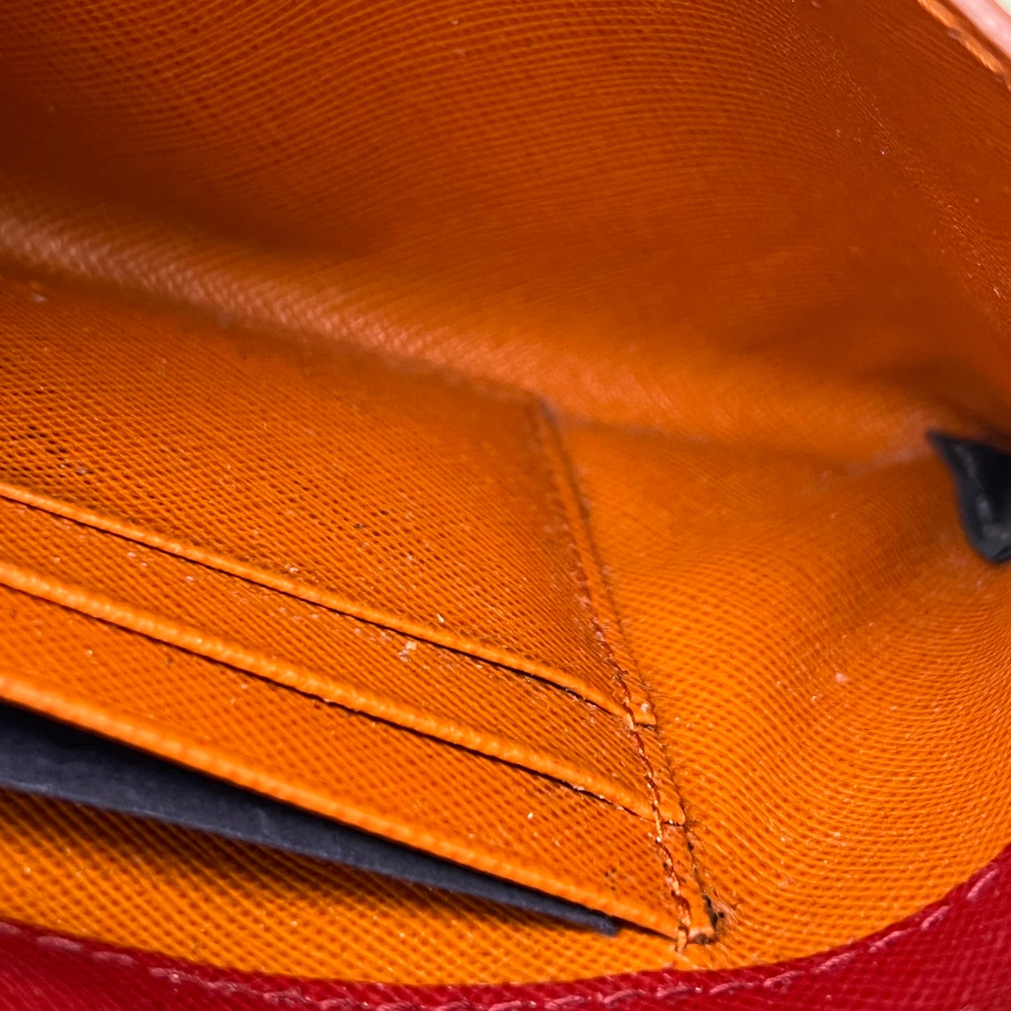 Prada Envelope Wallet Red/Orange – 4.1"H x 7.5"L x 1"W