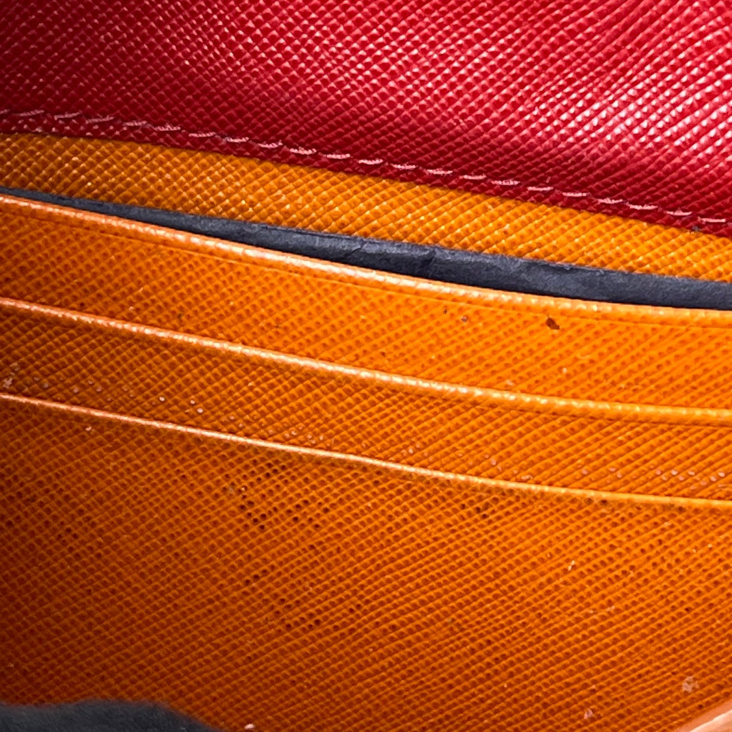 Prada Envelope Wallet Red/Orange – 4.1"H x 7.5"L x 1"W