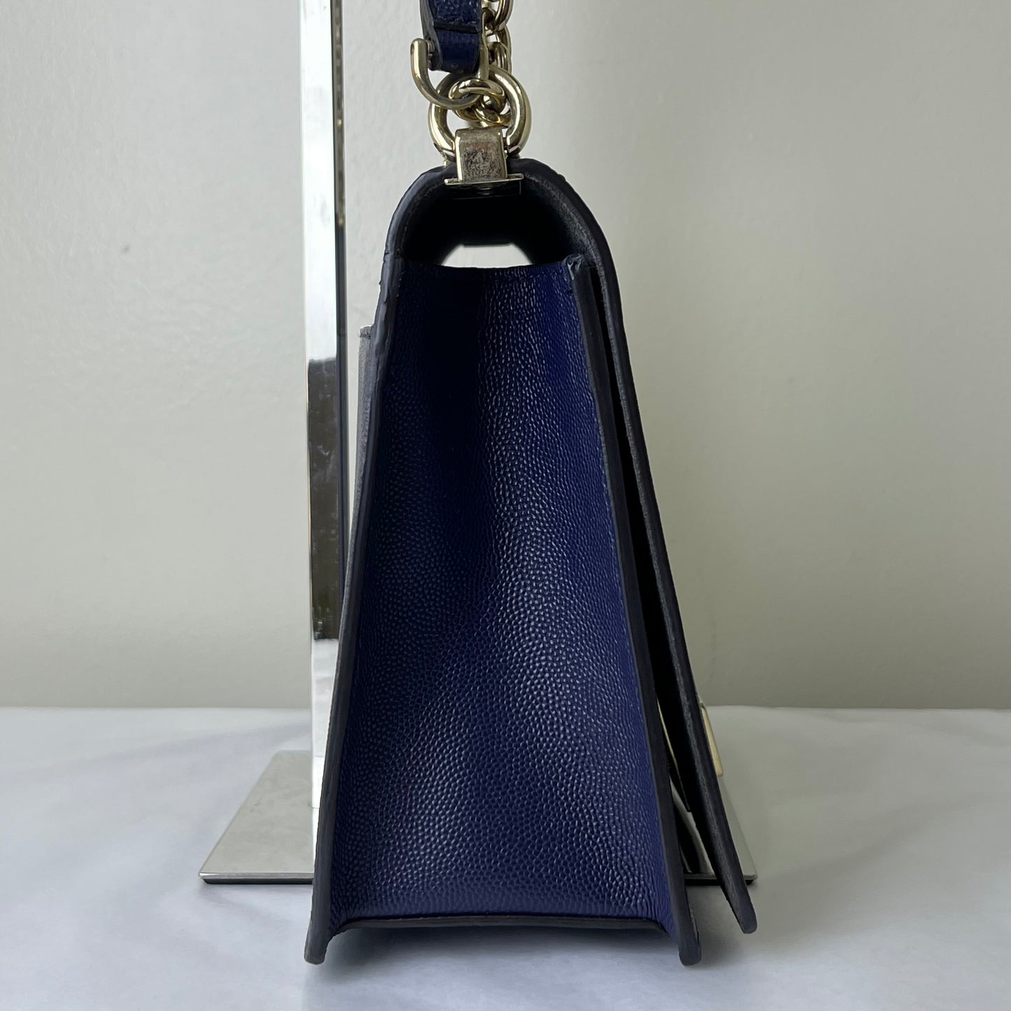 Furla Saffiano Crossbody Navy Blue – 5.3"H x 7.9"L x 1.6"W