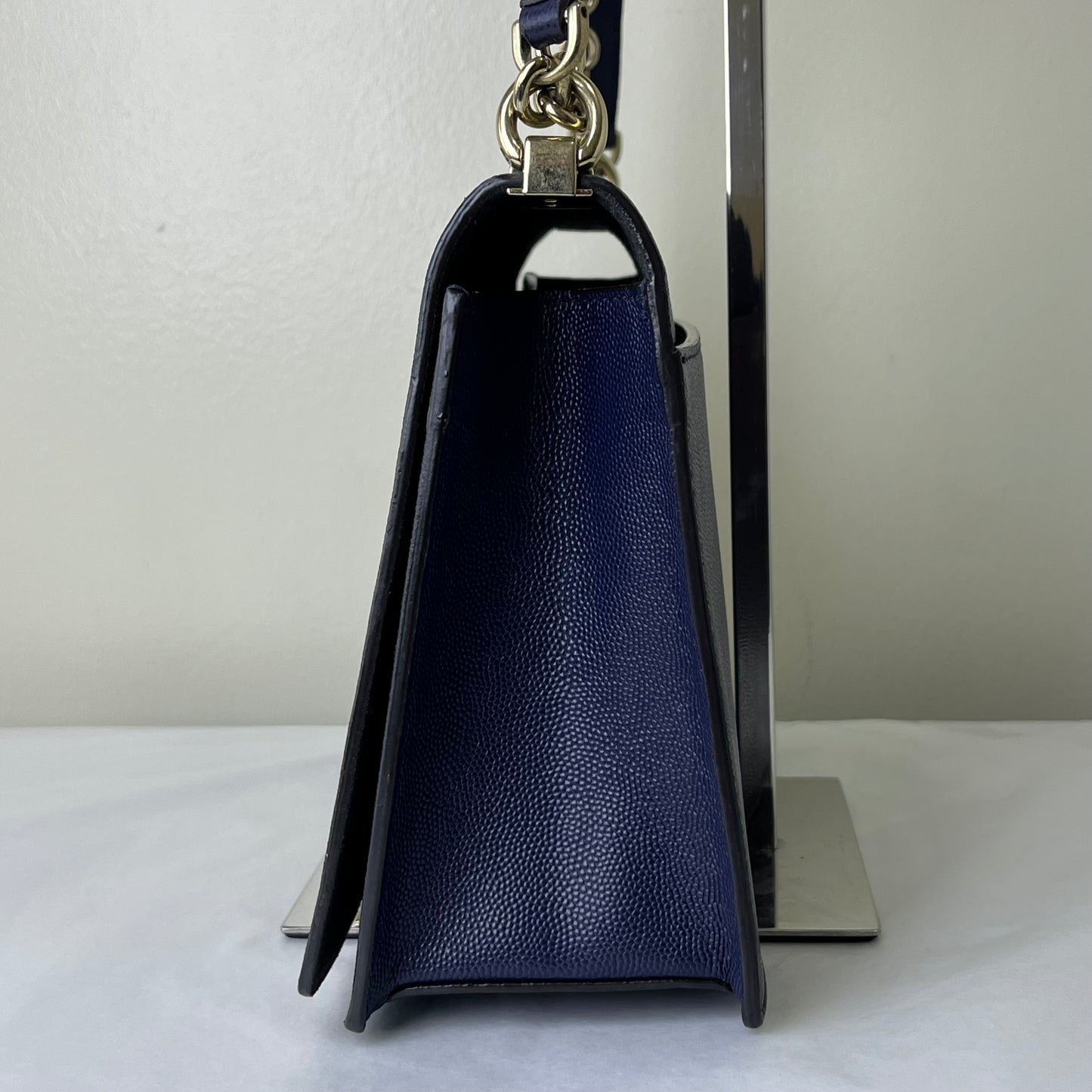 Furla Saffiano Crossbody Navy Blue – 5.3"H x 7.9"L x 1.6"W