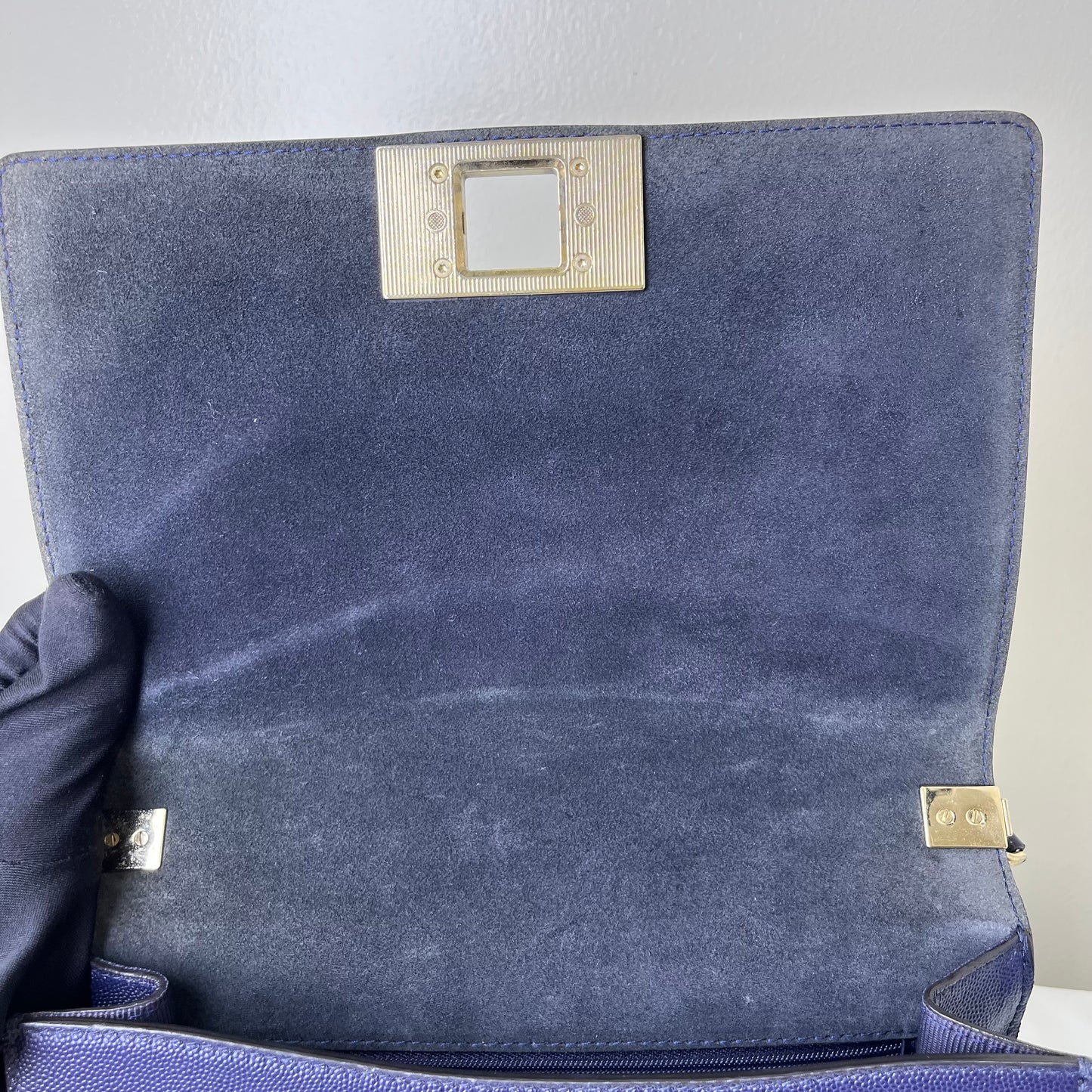 Furla Saffiano Crossbody Navy Blue – 5.3"H x 7.9"L x 1.6"W