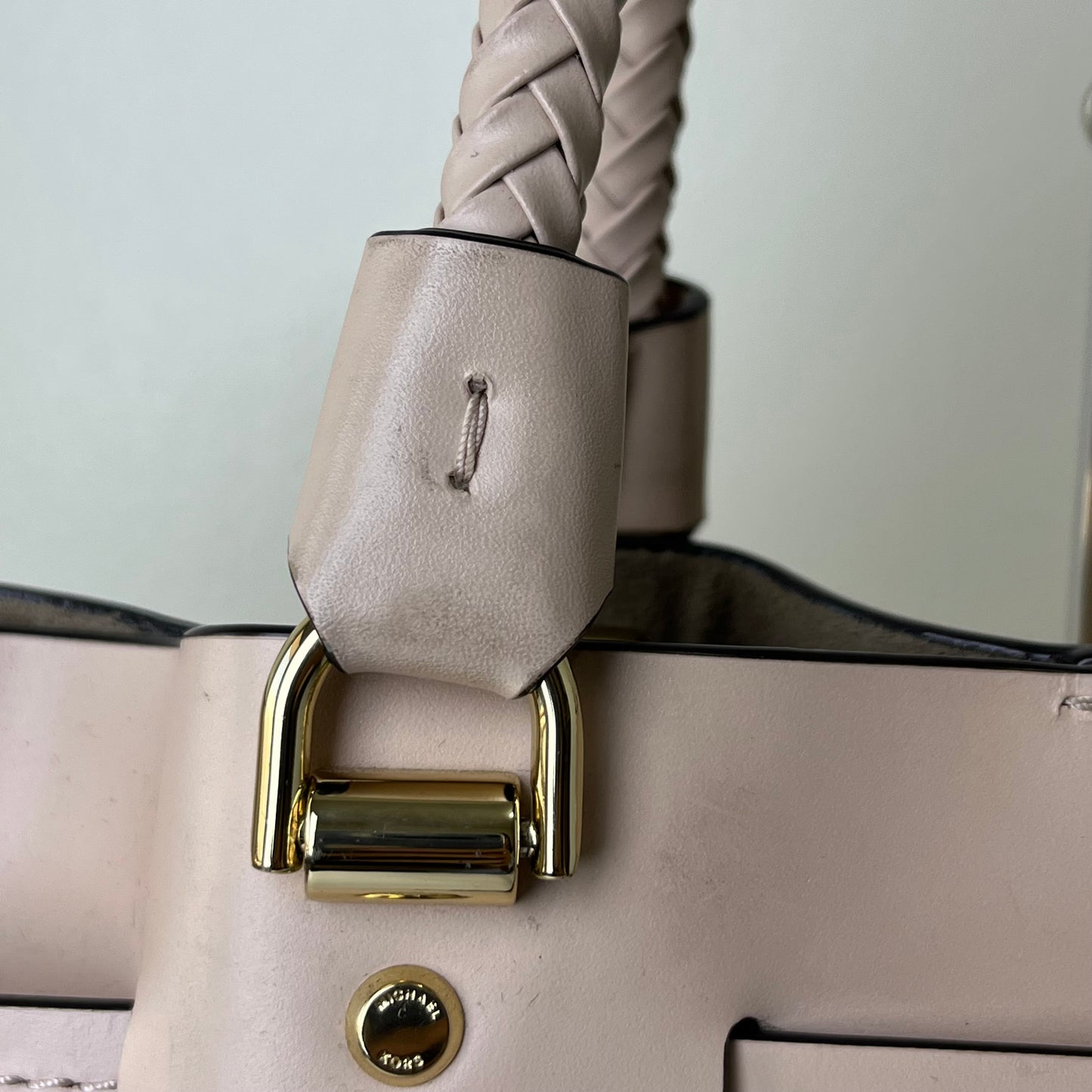Michael Kors Bucket Bag Beige – 10"H x 9"L x 5"W