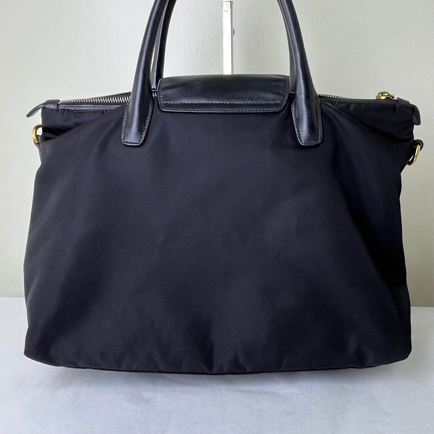 Prada Nylon Tote Black – 11.8"H x 14.8"L x 6.3"W