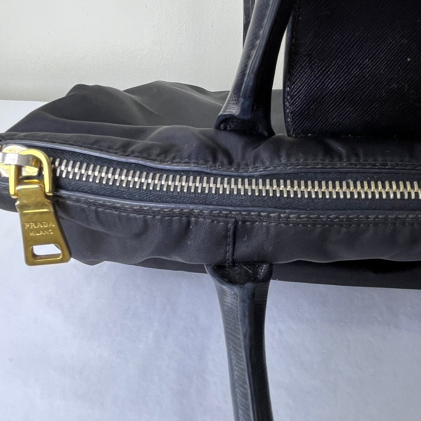 Prada Nylon Tote Black – 11.8"H x 14.8"L x 6.3"W