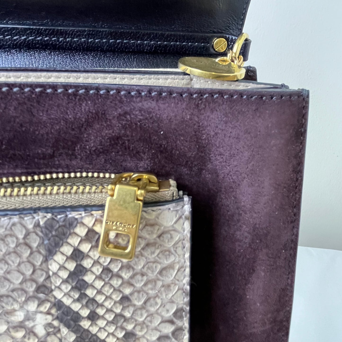 Givenchy GV3 Large Snake Skin – 8.3"H x 10.2"L x 3.9"W