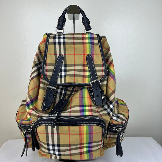 Burberry Vintage Rainbow Check Rucksack Backpack – 14"H x 12"L x 5"W