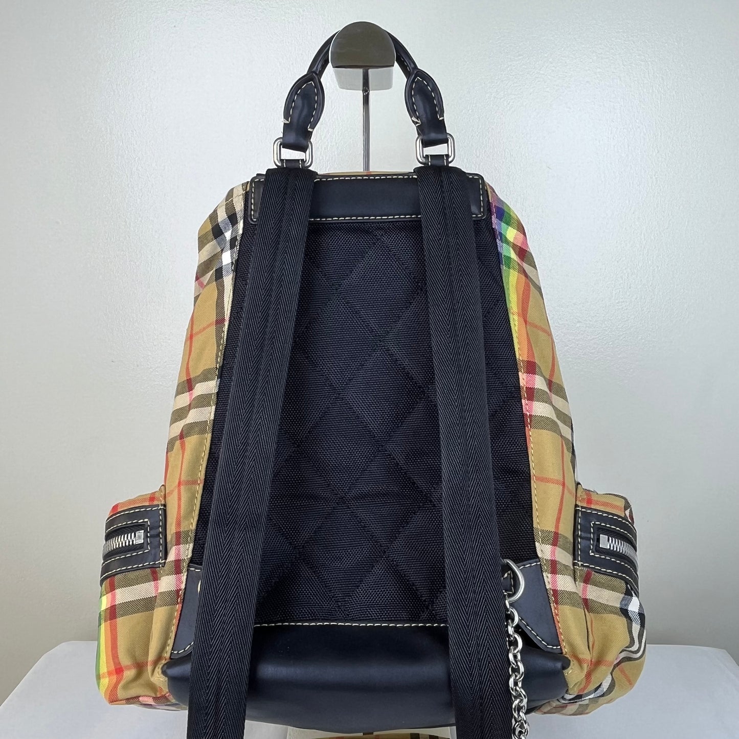 Burberry Vintage Rainbow Check Rucksack Backpack – 14"H x 12"L x 5"W