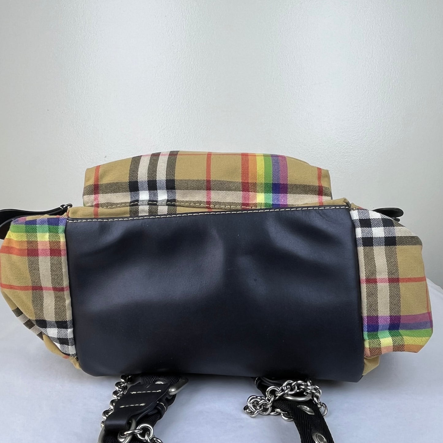 Burberry Vintage Rainbow Check Rucksack Backpack – 14"H x 12"L x 5"W