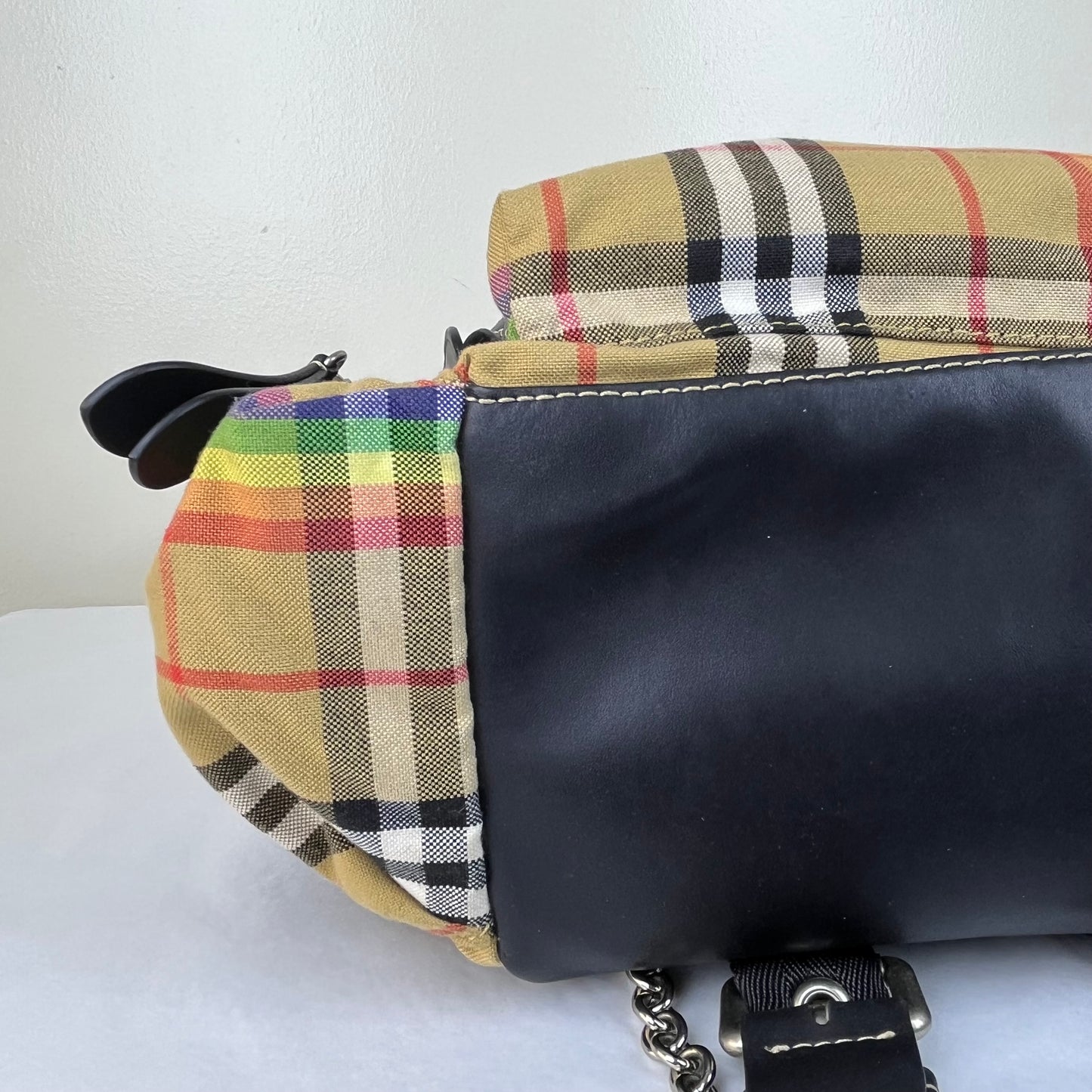 Burberry Vintage Rainbow Check Rucksack Backpack – 14"H x 12"L x 5"W