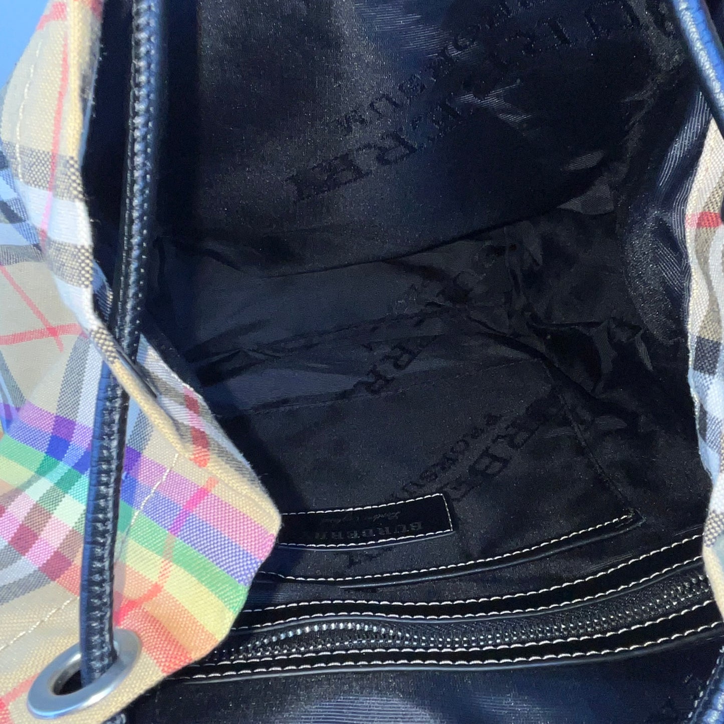 Burberry Vintage Rainbow Check Rucksack Backpack – 14"H x 12"L x 5"W